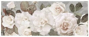 Cuadro rosas blancas con hojas verdes