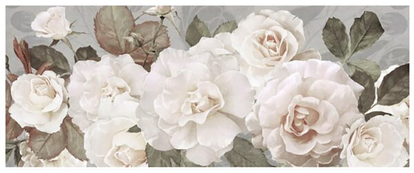 Cuadro rosas blancas con hojas verdes