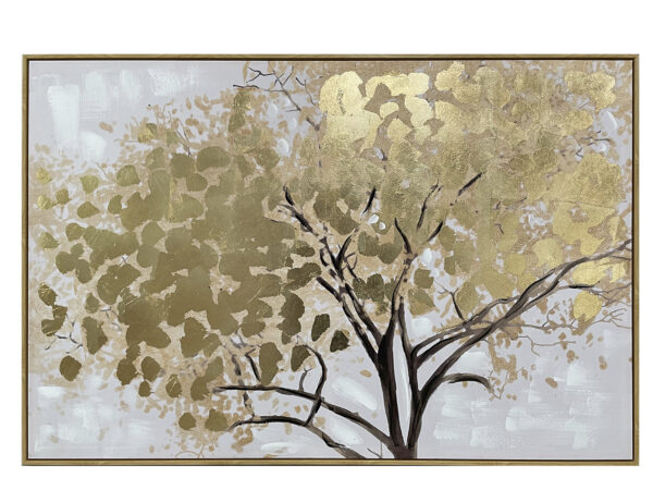 Cuadro árbol con hojas doradas